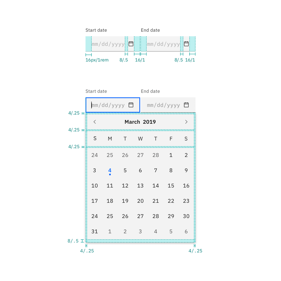 Spacing for date picker