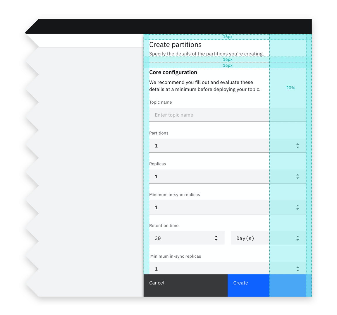 Alignment of a create side panel